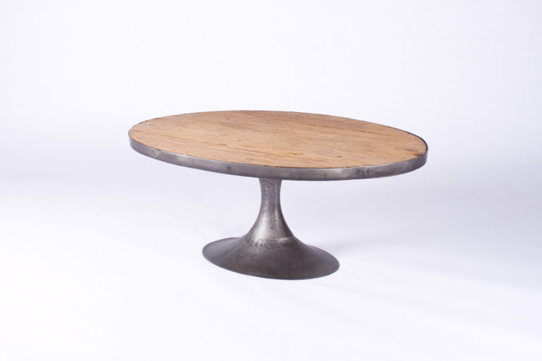 Oval Wood & Iron Coffee Table
