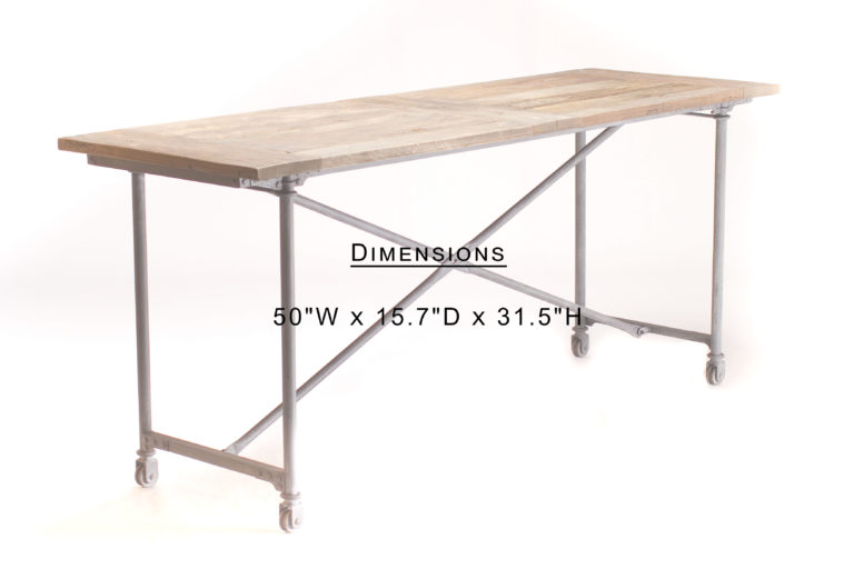 Wood & Iron Rolling Console Table