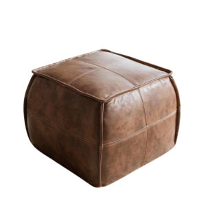 Brown Leather Pouf