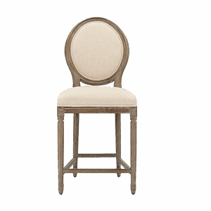 Cream Linen Round Back Barstool