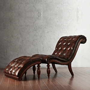 Leather Chair and Ottoman Chaise