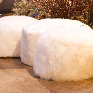 Small White Fur Pouf