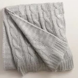 Grey Cable Knit Throw Blanket