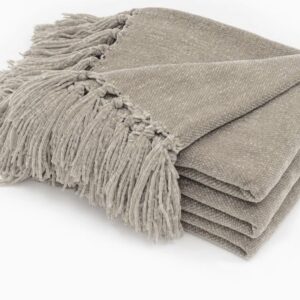 Chenille Ribbed Tan Throw Blanket