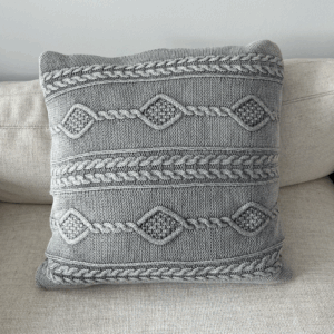 Grey Cable Knit Pillow