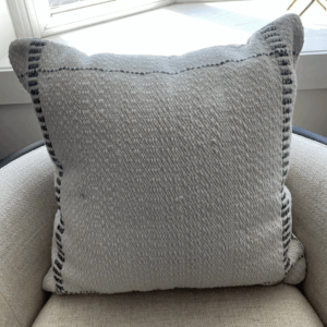Embroidered Grey & White Pillow