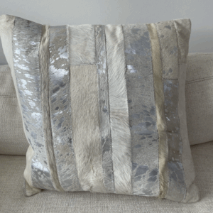 Large Metallic Silver Hide Pillow