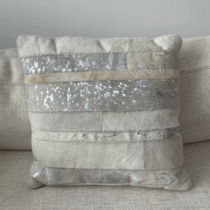 Small Metallic Silver Hide Pillow