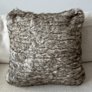 Brown Ruched Fur Pillow