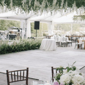 white reclaimed wood dance floor