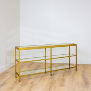 Bar Back Shelf – Gold And Glass Console (1)
