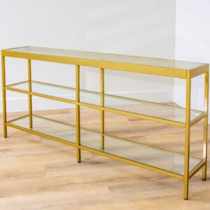 Bar Back Shelf – Gold And Glass Console (2)