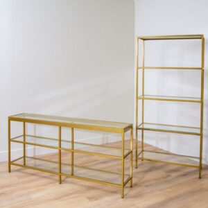 Bar Back Shelf – Gold And Glass Console (4)