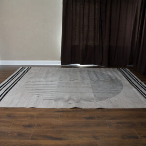 Black And Ivory Modern Geometric Rug