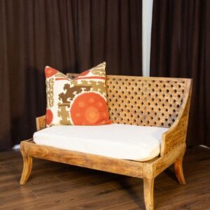 Carved Wood Loveseat (3)