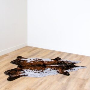 Cowhide Area Rug In Brown And Ivory (2)
