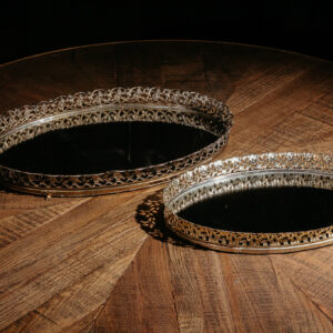 Antique Gold Mirror Tray Set (2)