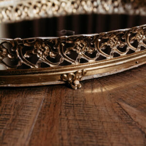 Antique Gold Oval Mirror Tray L G921 (12)
