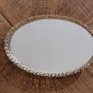 Antique Gold Oval Mirror Tray L G921 (15)