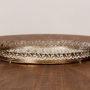 Antique Gold Oval Mirror Tray L G921 (7)