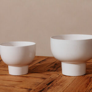 Ceramic Onion Compote Vase White Set G596 (4)