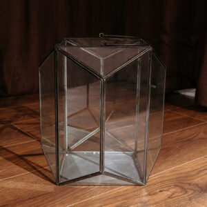 Glass Geometric Black Frame Lantern E438 (4)
