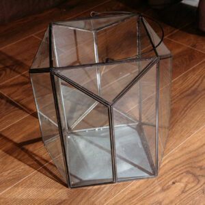 Glass Geometric Black Frame Lantern E438 (5)