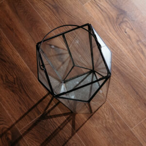 Glass Geometric Black Frame Lantern 19.5 E439 (1)