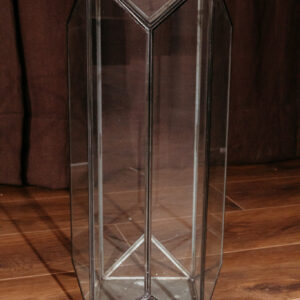 Glass Geometric Black Frame Lantern 19.5 E439 (5)