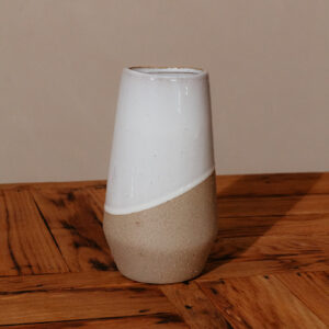 Vase Stone Half Dipped White S G710 (3)