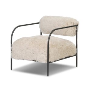 Fenn Mongolian Fur Champagne Accent Chair – H134
