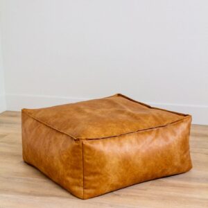 Leather Ottoman Pouf In Camel (1)