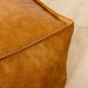 Leather Ottoman Pouf In Camel (2)