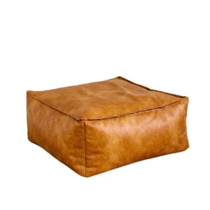 Leather Ottoman Pouf In Camel (3)