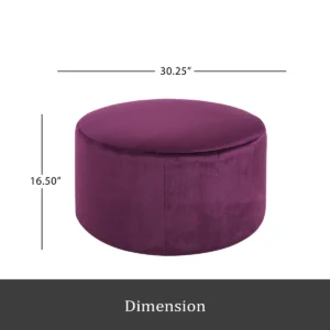 Ottoman Round Upholstered Velvet Purple – F162