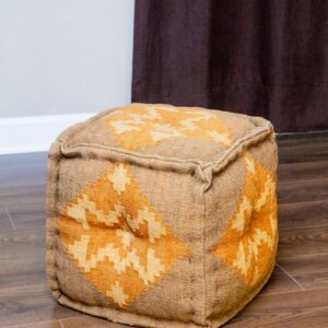 Square Woven Burlap Pouf (1)