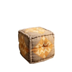 Square Woven Burlap Pouf