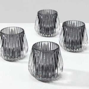 Table Tealight Striated Grey Smoke