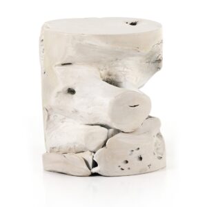 Teak Root Stool – Ivory (3) – H786