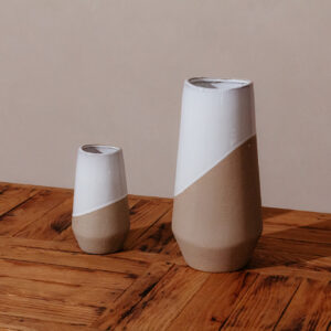 Vase Stone Half Dipped White Set (1)