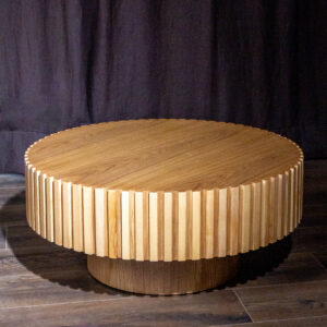 Natural Wood Slatted Drum Coffee Table