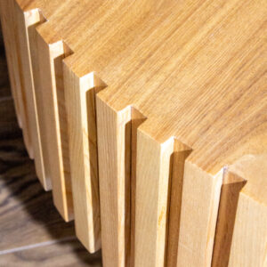 Natural Wood Slatted Drum Coffee Table