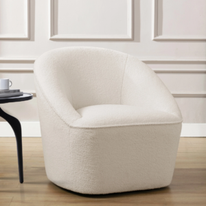 Swivel Boucle White Chair