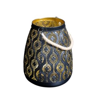Black Moroccan Lantern with Rope Handle