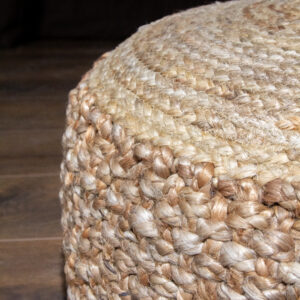 Hand-Braided Jute Pouf Ottoman