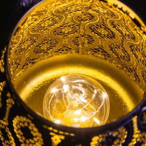 Black Moroccan Lantern with Rope Handle