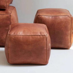 Moroccan Leather Pouf